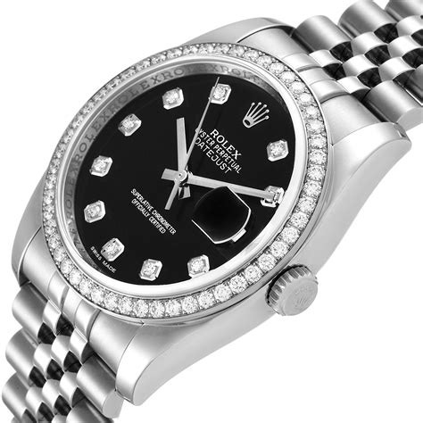 rolex black face diamond bezel.